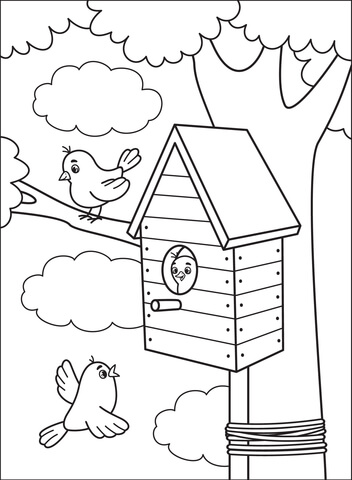 Birdhouse coloring page free printable coloring pages