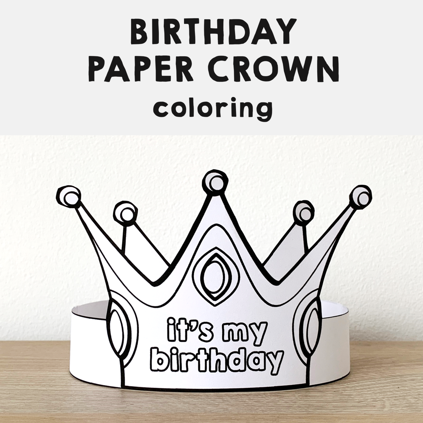 Birthday paper crown printable party coloring craft made by teachers