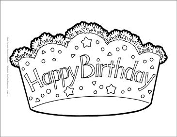 Happy birthday crown reproducible pattern printable clip art and images