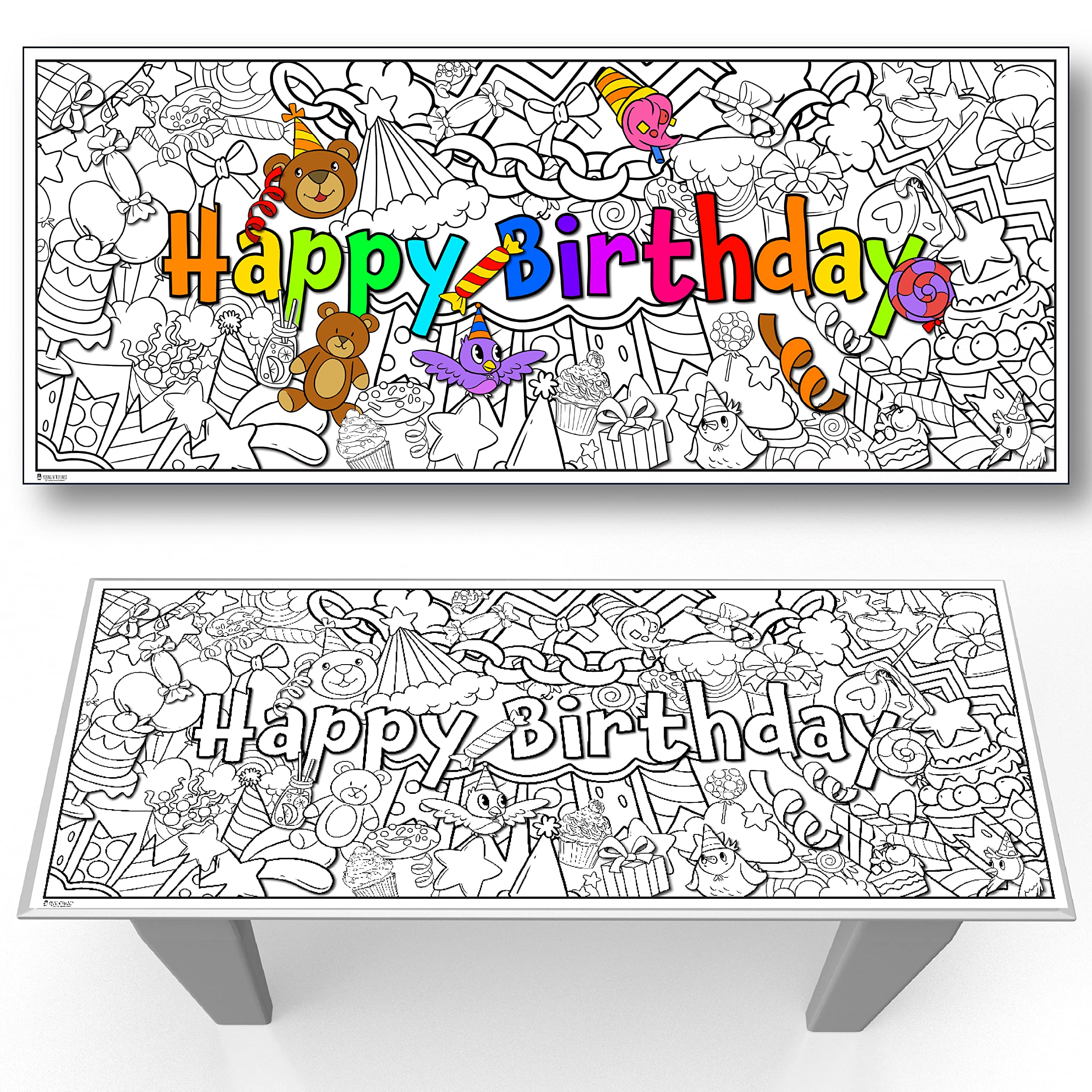 Young n refined birthday party coloring page table cloth activity paper liner x toys games