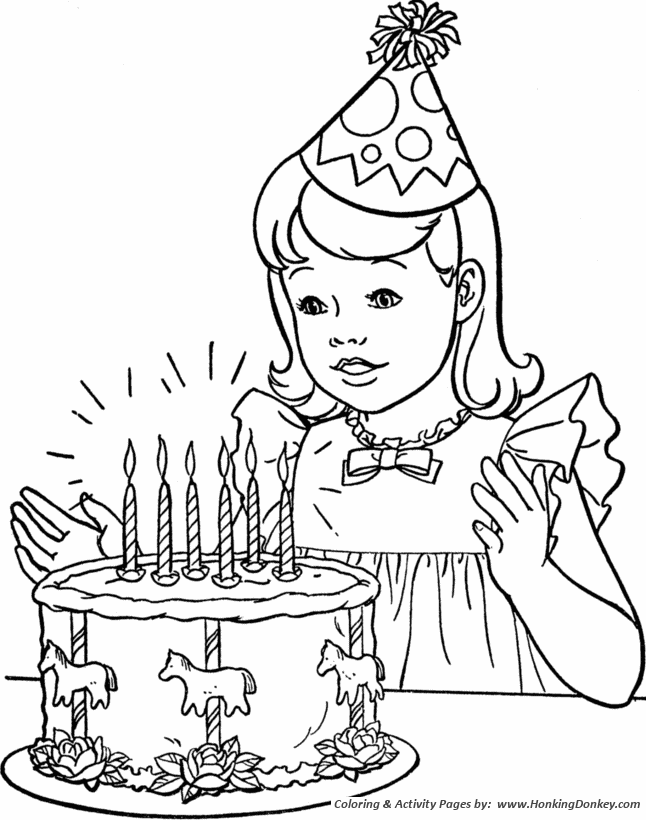 Birthday coloring pages free printable kids birthday party cake coloring activity pages for pre