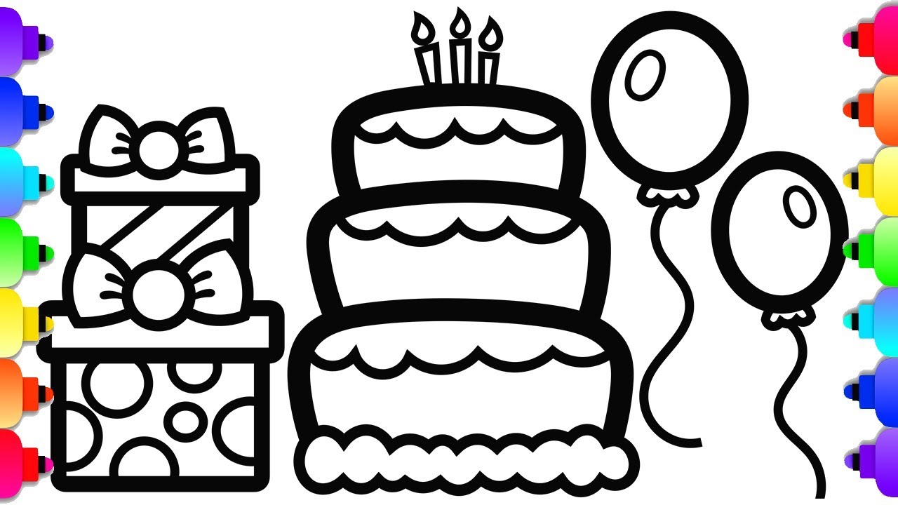 Glitter birthday party coloring and drawing ðððððð happy birthday party coloring page