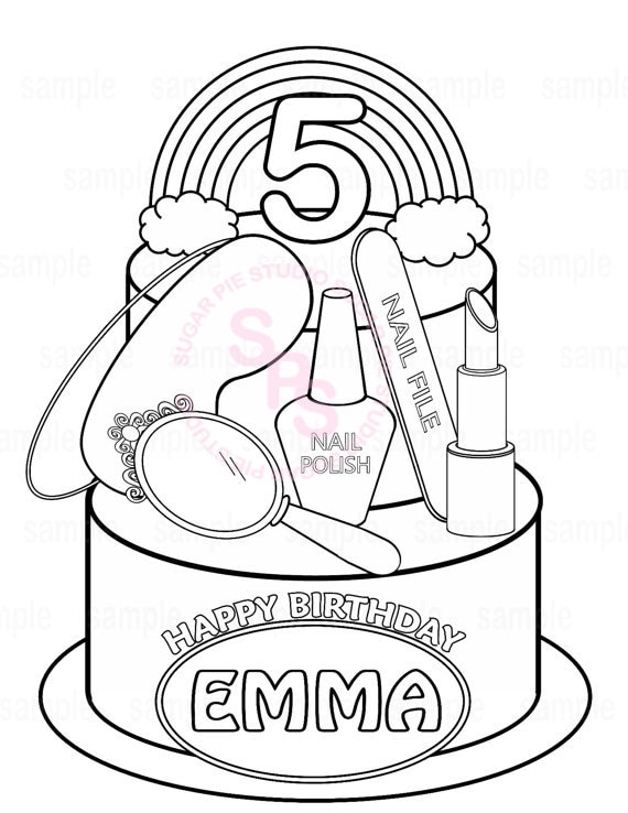 Personalized spa coloring page birthday party favor colouring activity sheet personalized printable template