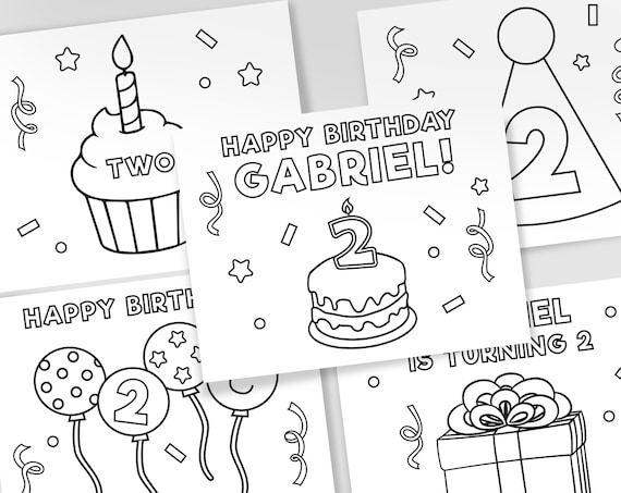 Printable birthday coloring pages birthday party coloring sheets personalized birthday coloring sheets for kids set of sheets