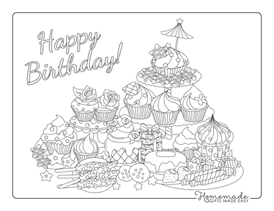 Free happy birthday coloring pages for kids