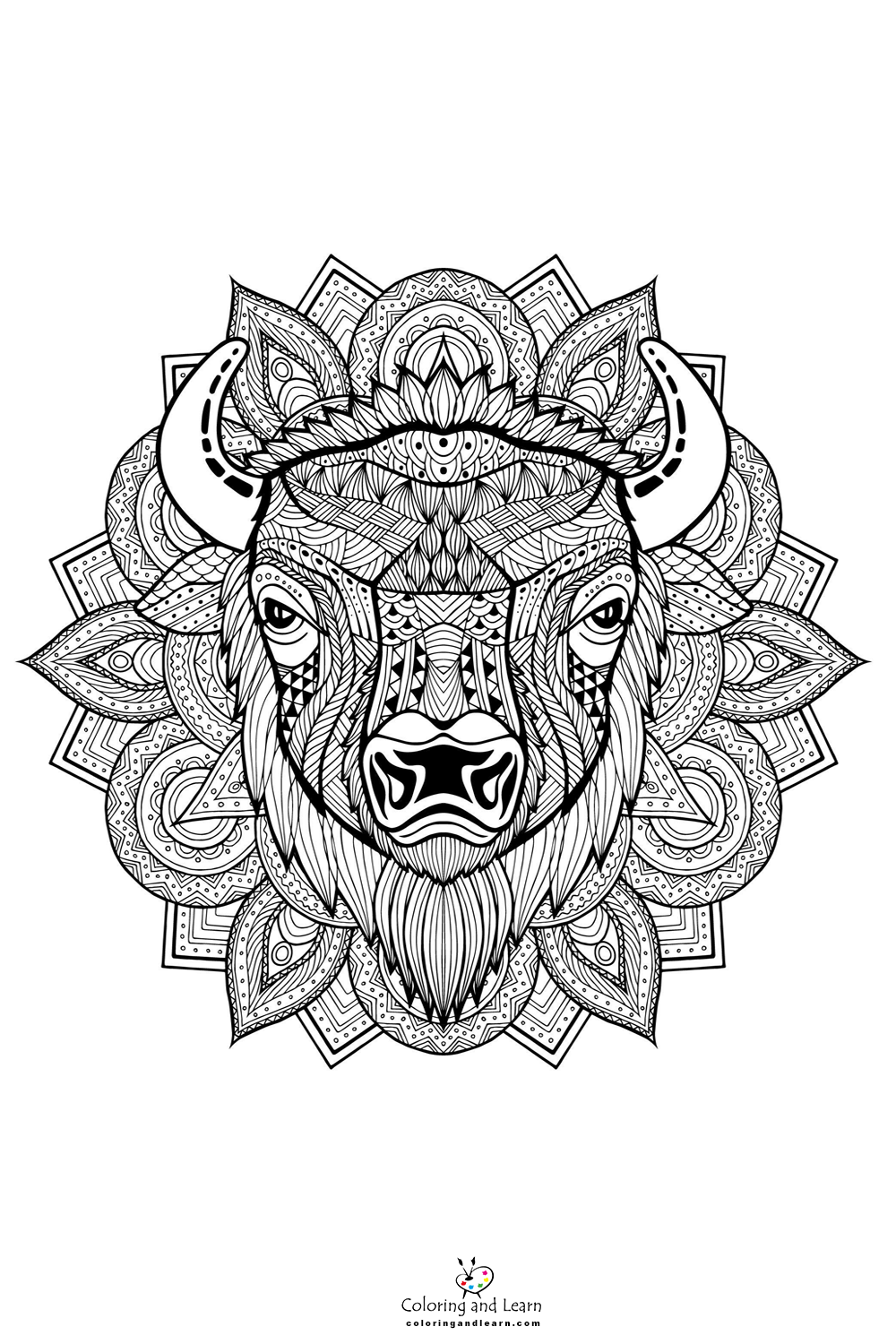 Bison face coloring page
