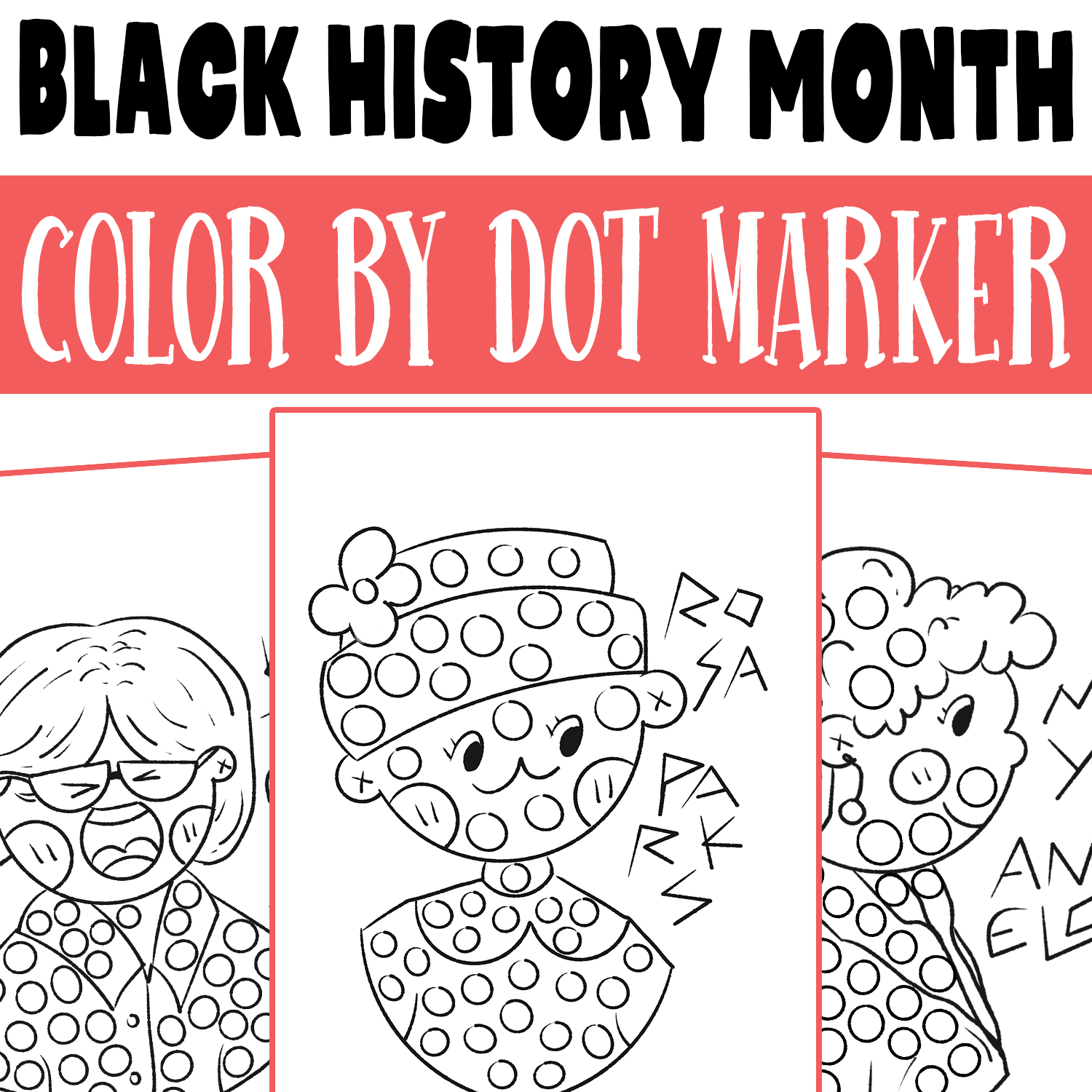 Black history month color by dot marker african history coloring page worksheet made by teachers