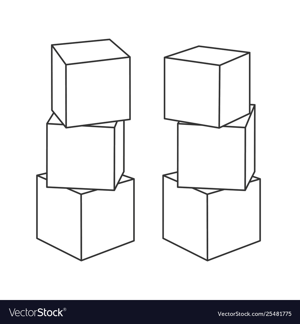 Outline block building towers for coloring book vector image