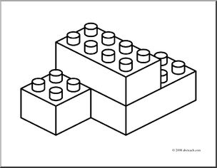 Clip art building blocks coloring page i