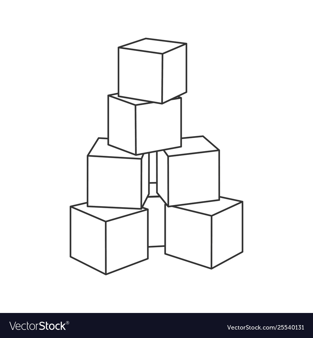 Outline block building tower for coloring book vector image