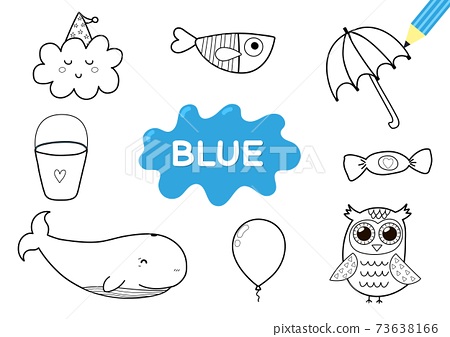 Color the elements in blue coloring page for