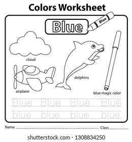 Illustrator color worksheet blue stock vector royalty free