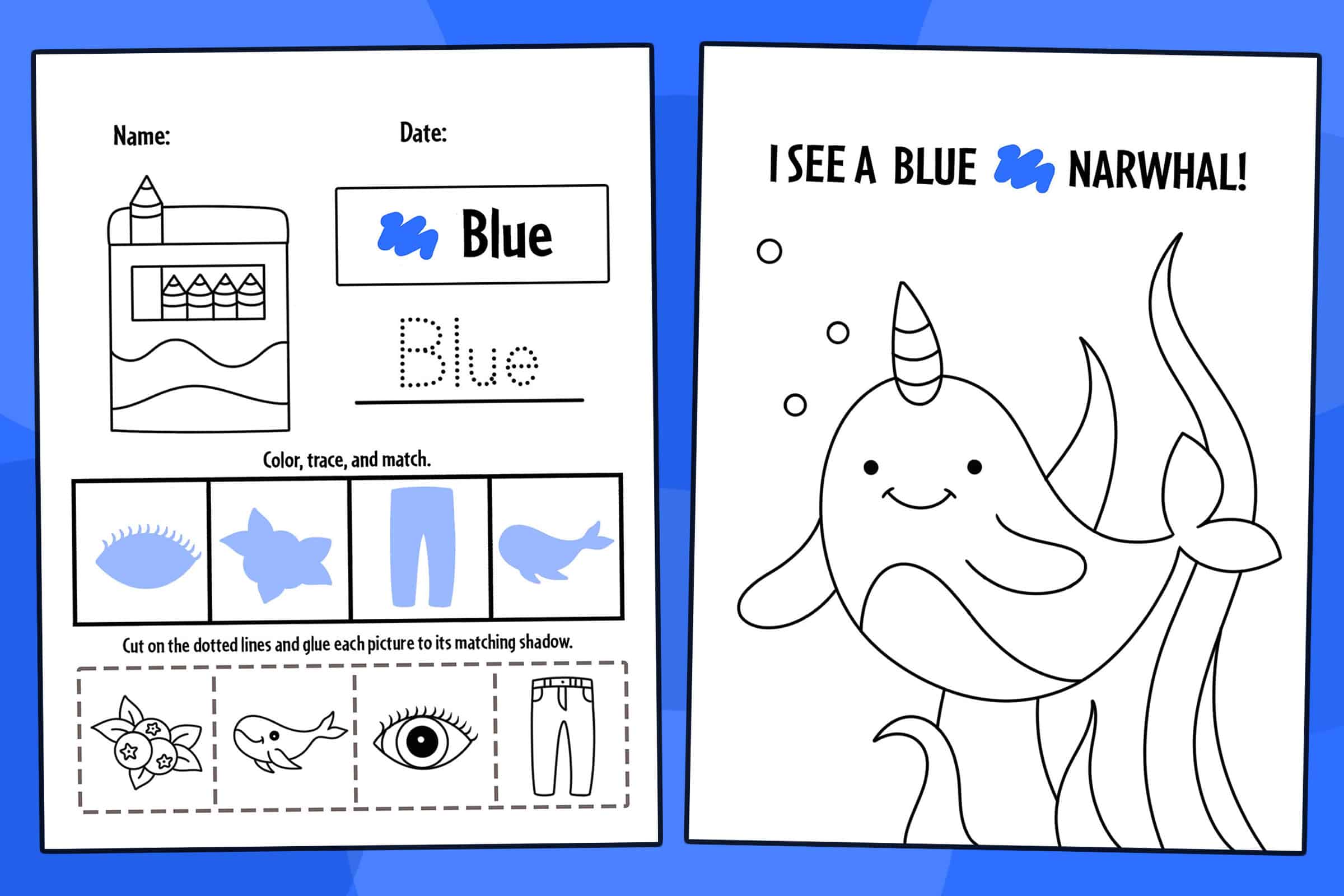 Blue color activities and worksheets for preschool â the hollydog blog