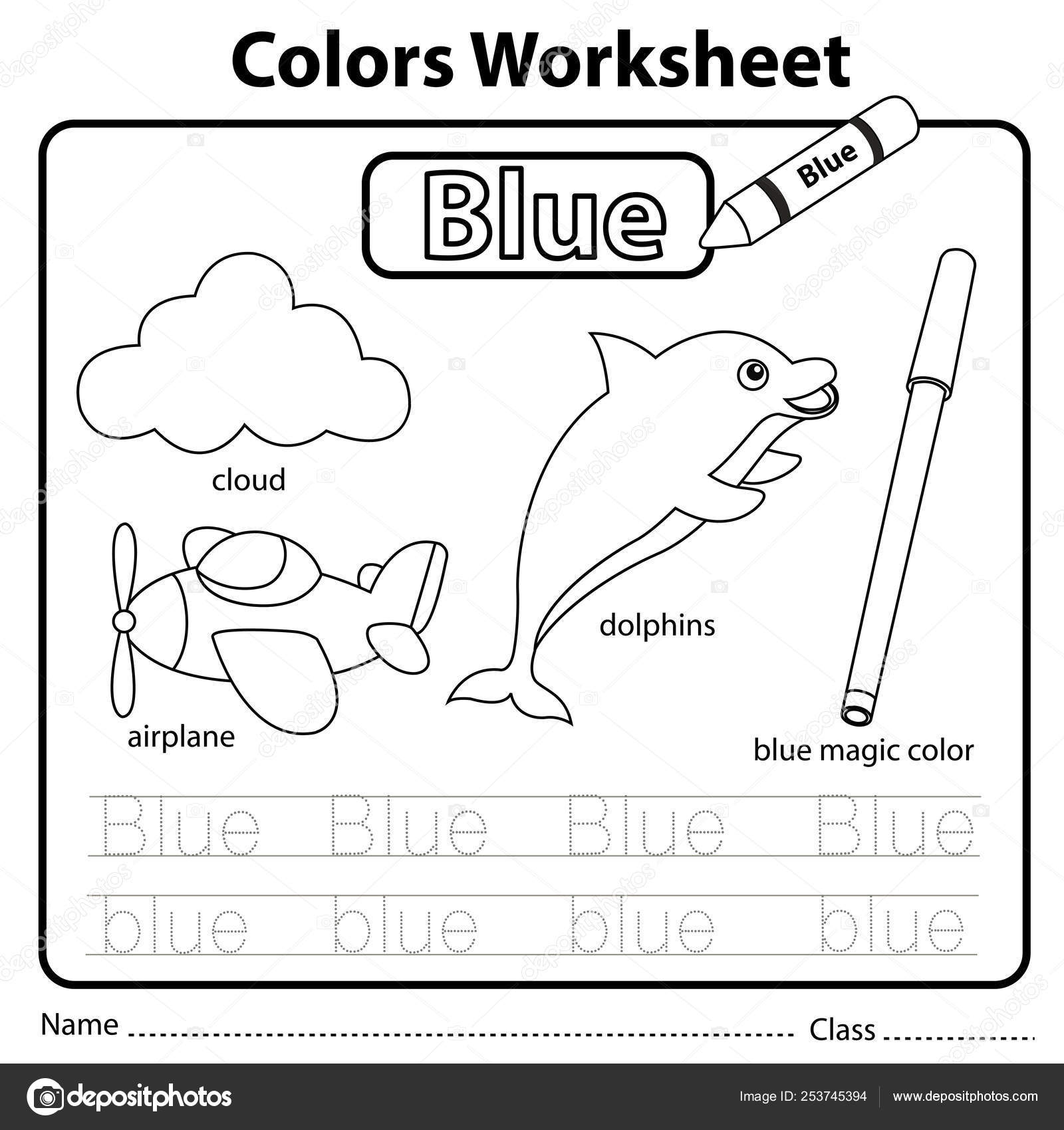 Illustrator color worksheet blue stock vector by chingowinn