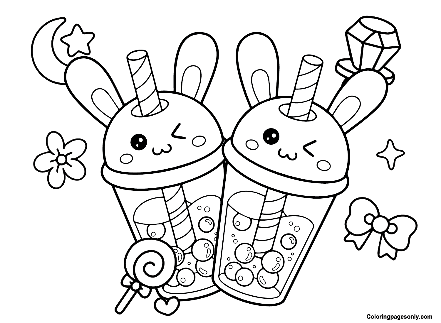 Boba tea coloring pages printable for free download