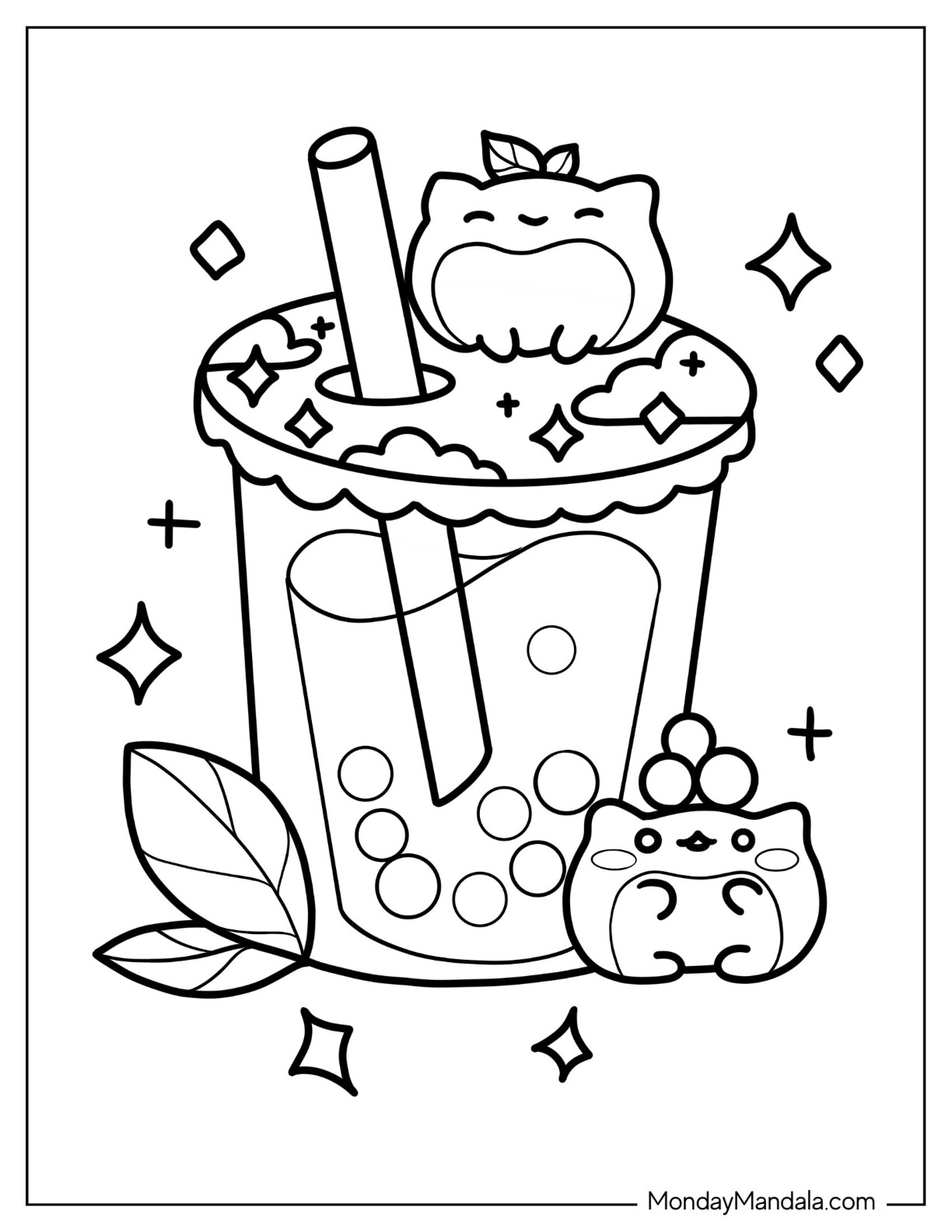 Boba tea coloring pages free pdf printables