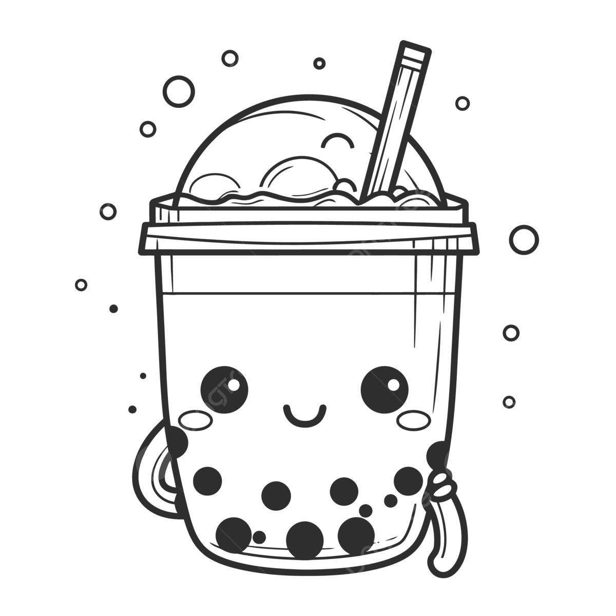 Bubble tea coloring sheet for kids outline sketch drawing vector wing drawing tea drawing ring drawing png and vector with transparent background for free download