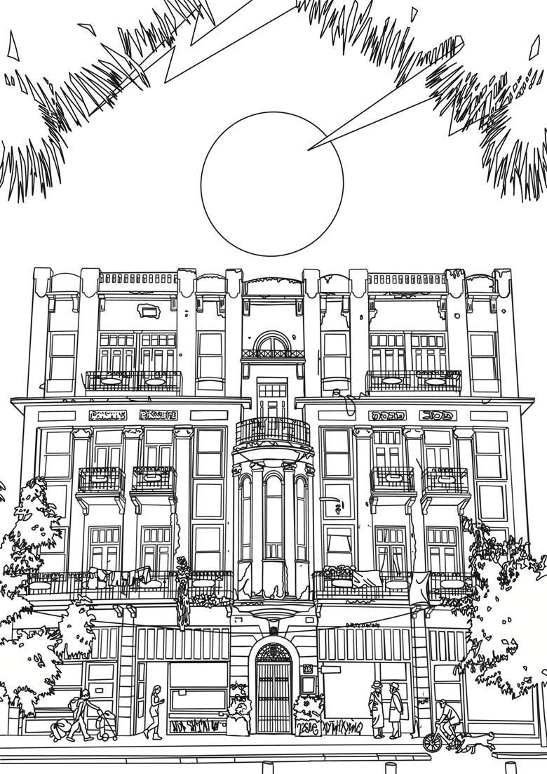 Colonial architecture coloring page