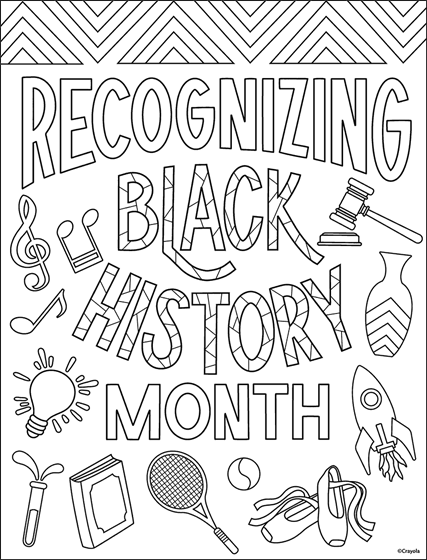 Recognizing black history month coloring page