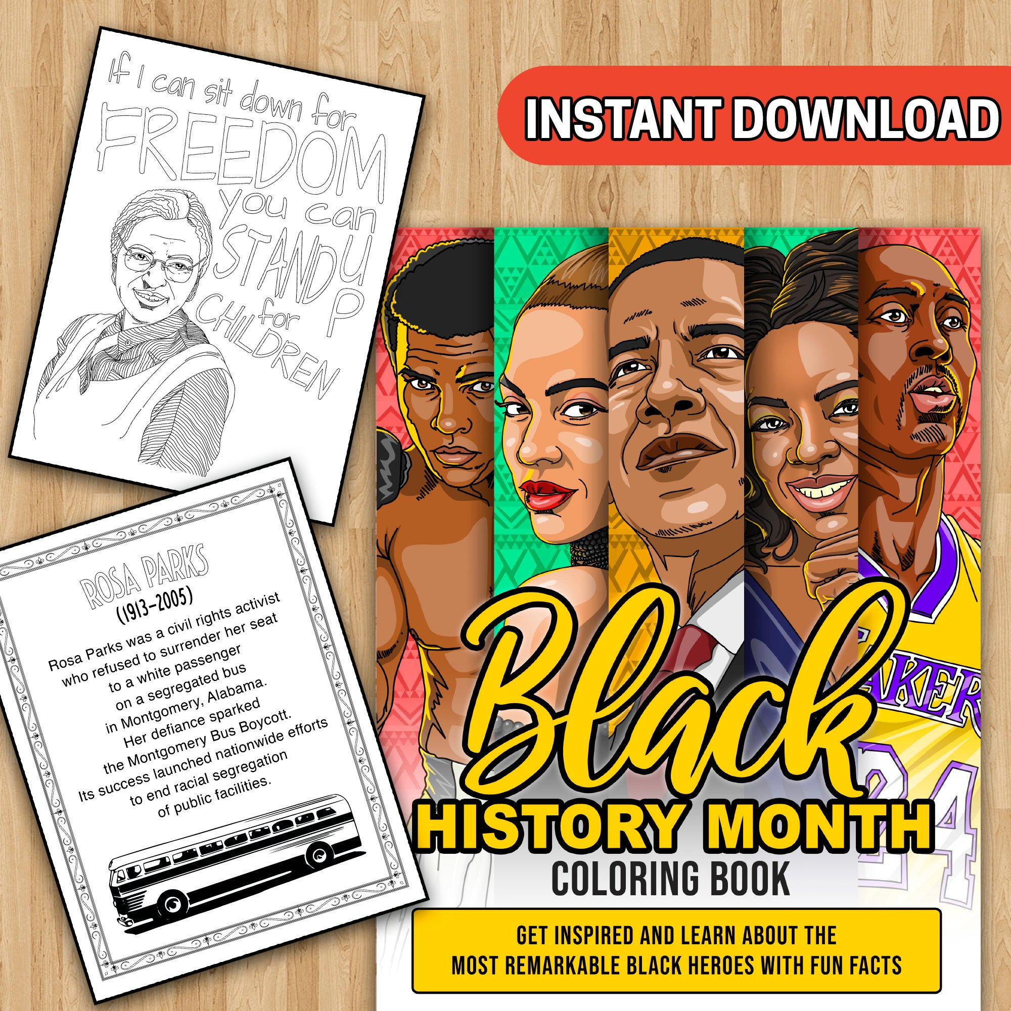 Best value black history month coloring pages instant download coloring book most remarkable african american heroes with fun facts