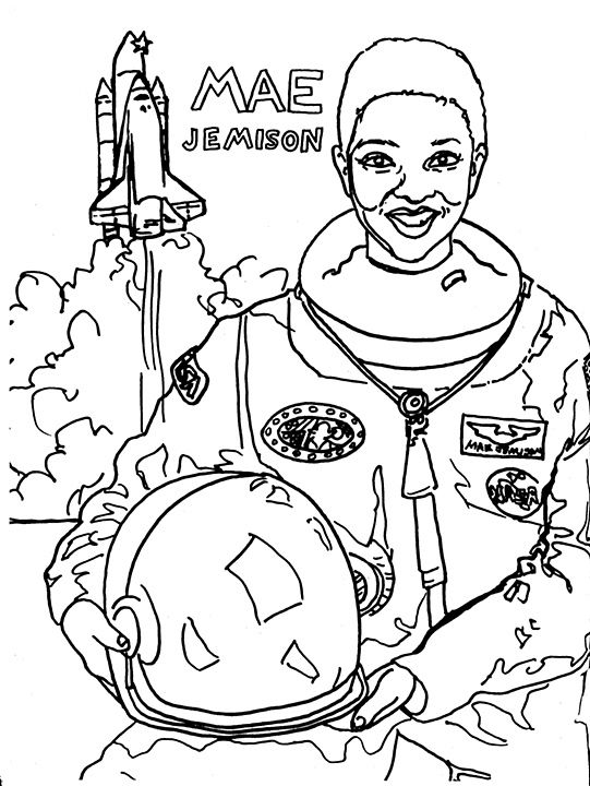 Mae jemison coloring pages black history month crafts black history month activities black history activities