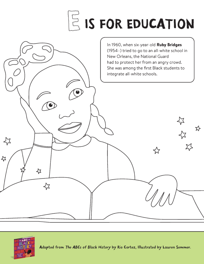 The abcs of black history coloring pages