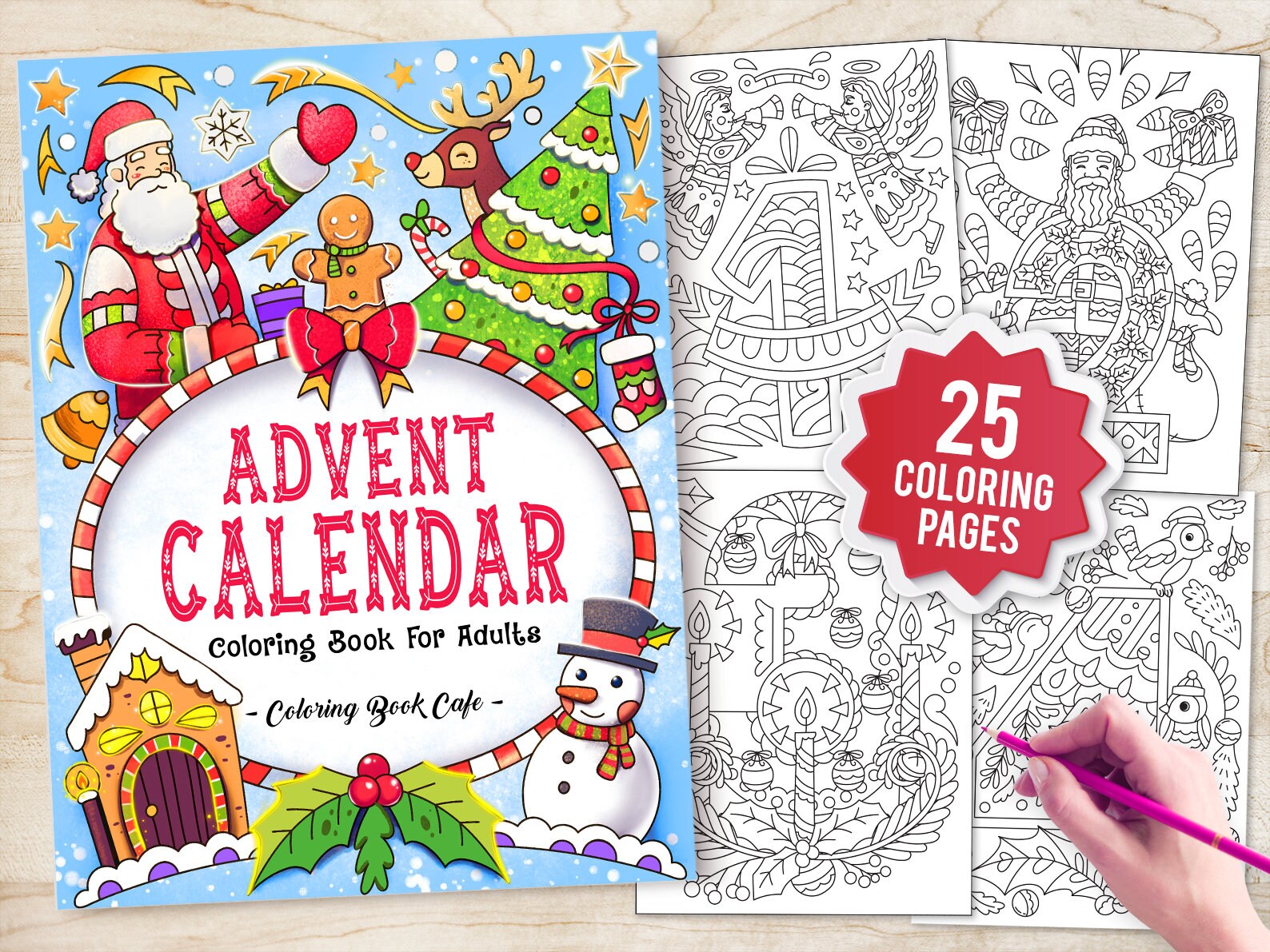 Advent calendar coloring book for adults instant download