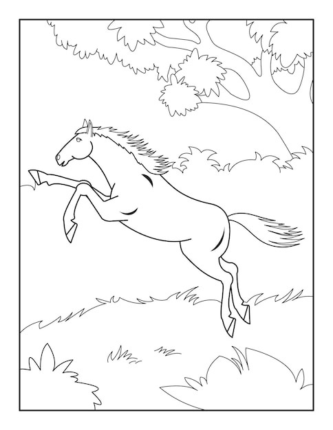 Premium vector horse coloring page for kids coloring book for relax and meditation