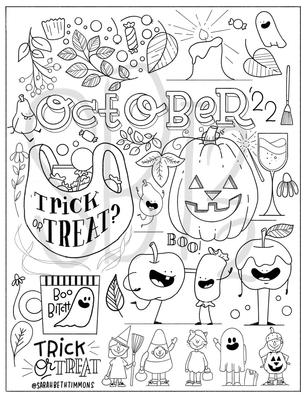 Halloween coloring page part â sarah beth timmons