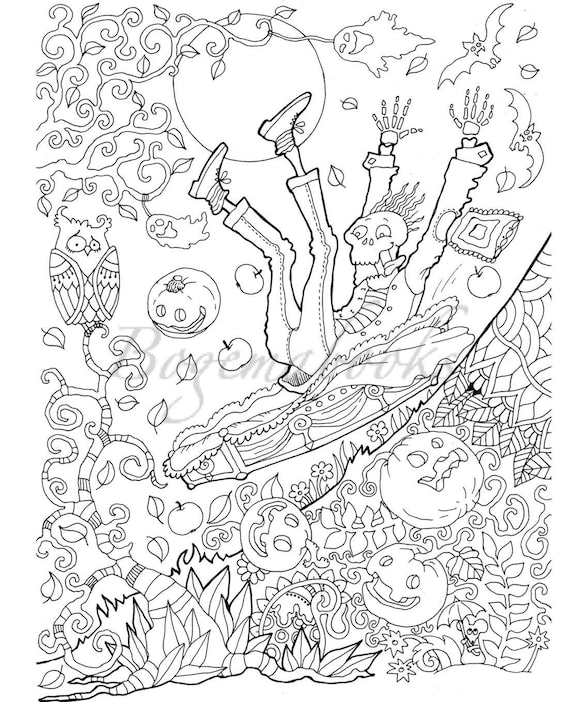 Halloween adult coloring book pdf coloring pages digital coloring pages for stress relieving relaxation coloring