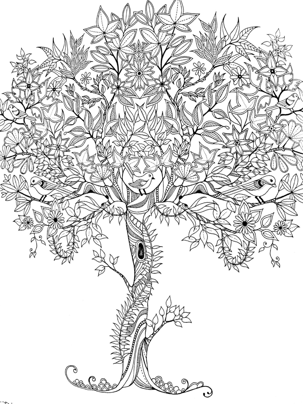 Trees coloring books adultcoloringbookz tree coloring page detailed coloring pages free coloring pages