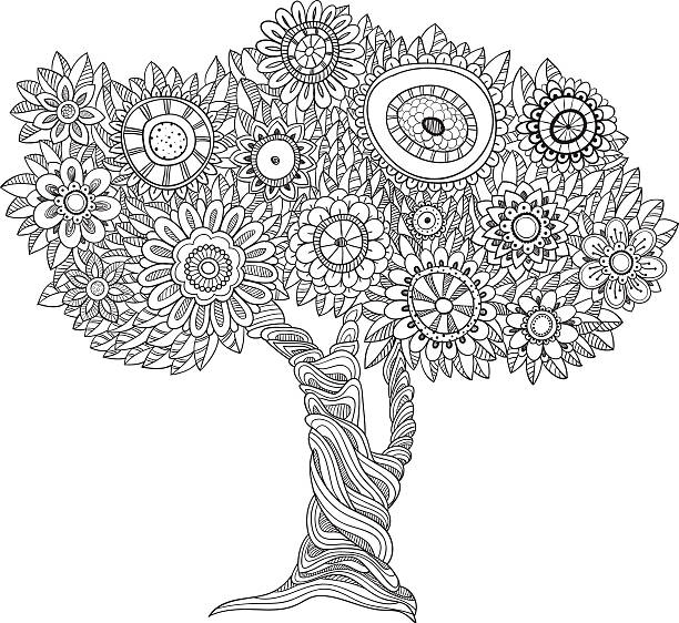 Adult coloring pages tree stock photos pictures royalty