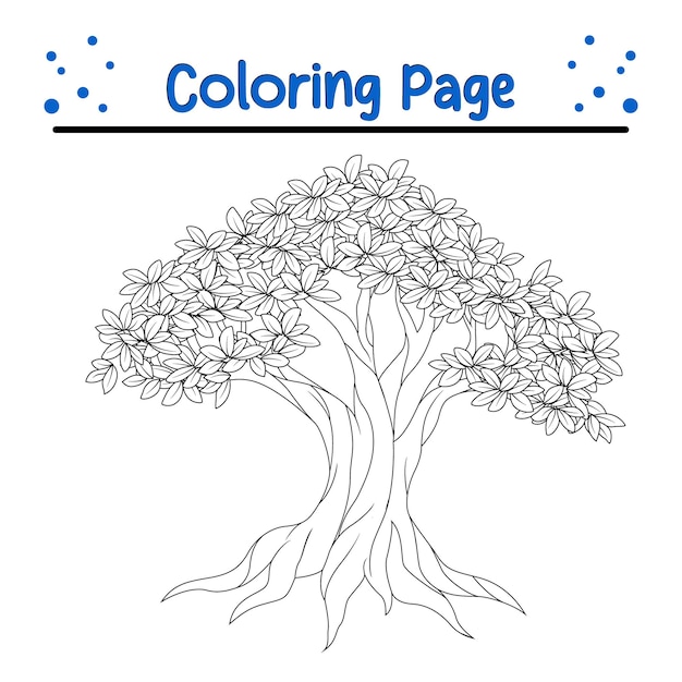 Premium vector tree coloring page nature coloring book page