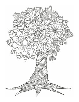 Trees zen tangle coloring pages zen tangl coloring pages for kids and adults