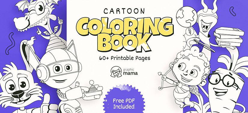 Cartoon coloring book free printable pages pdf by