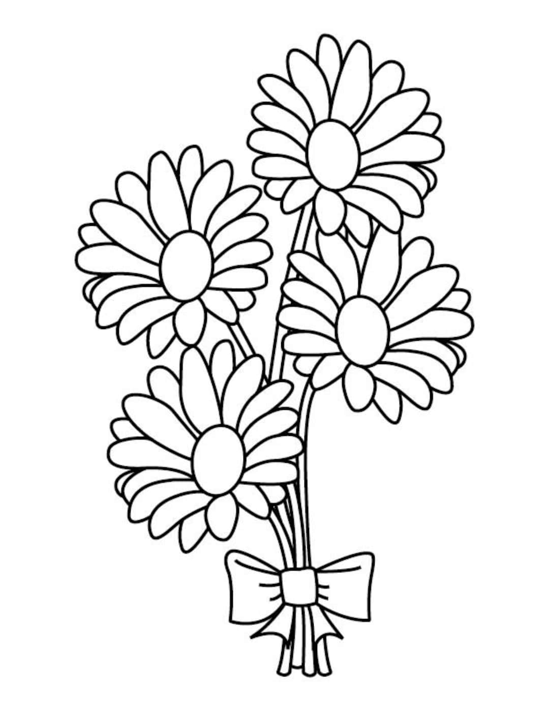 Daisy bouquet coloring page