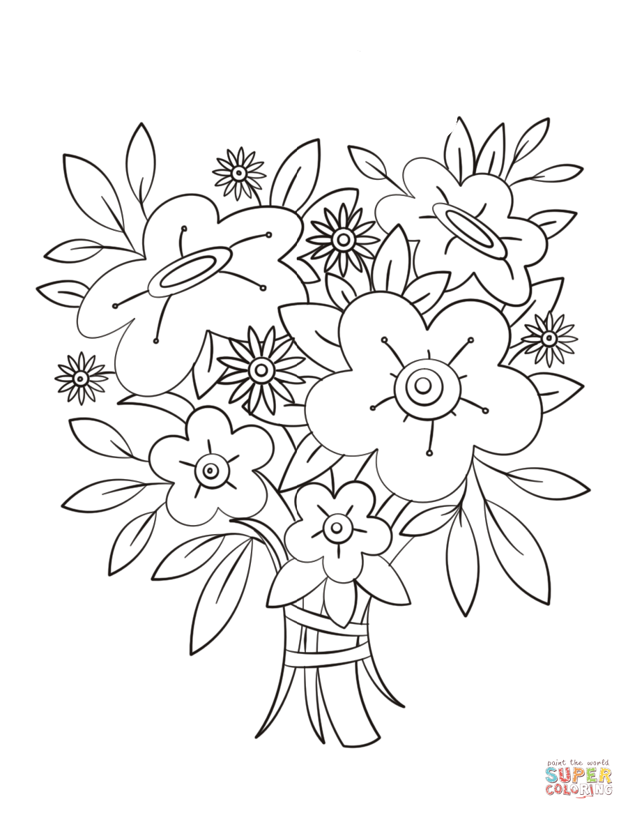 Flowers bouquet coloring page free printable coloring pages