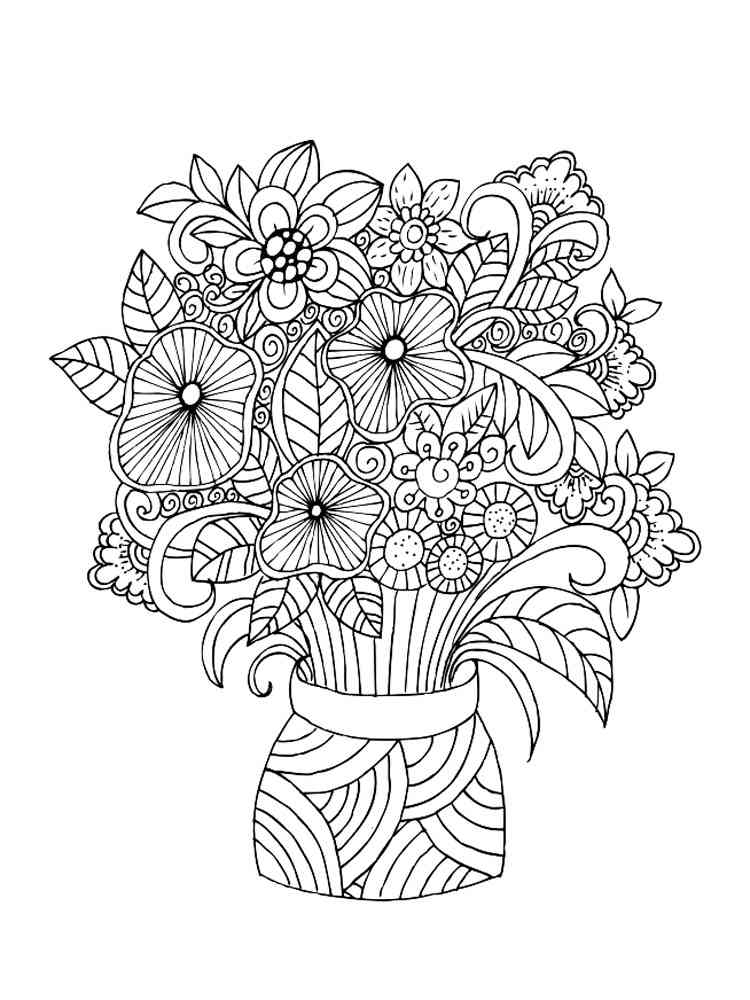 Bouquet of flowers coloring pages for adults