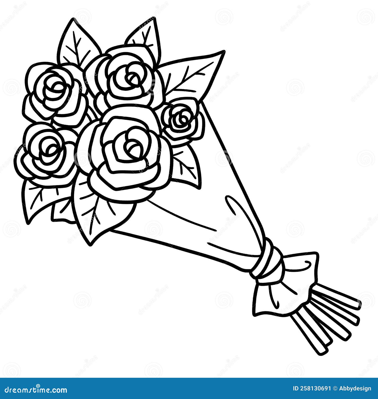 Bouquet of flower isolated coloring page for kids stock vector