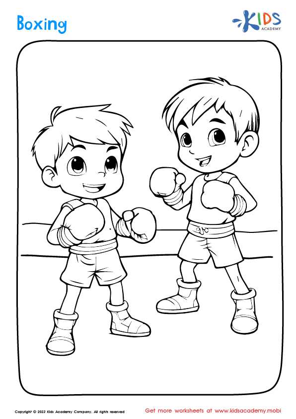 Free boys boxing coloring worksheet