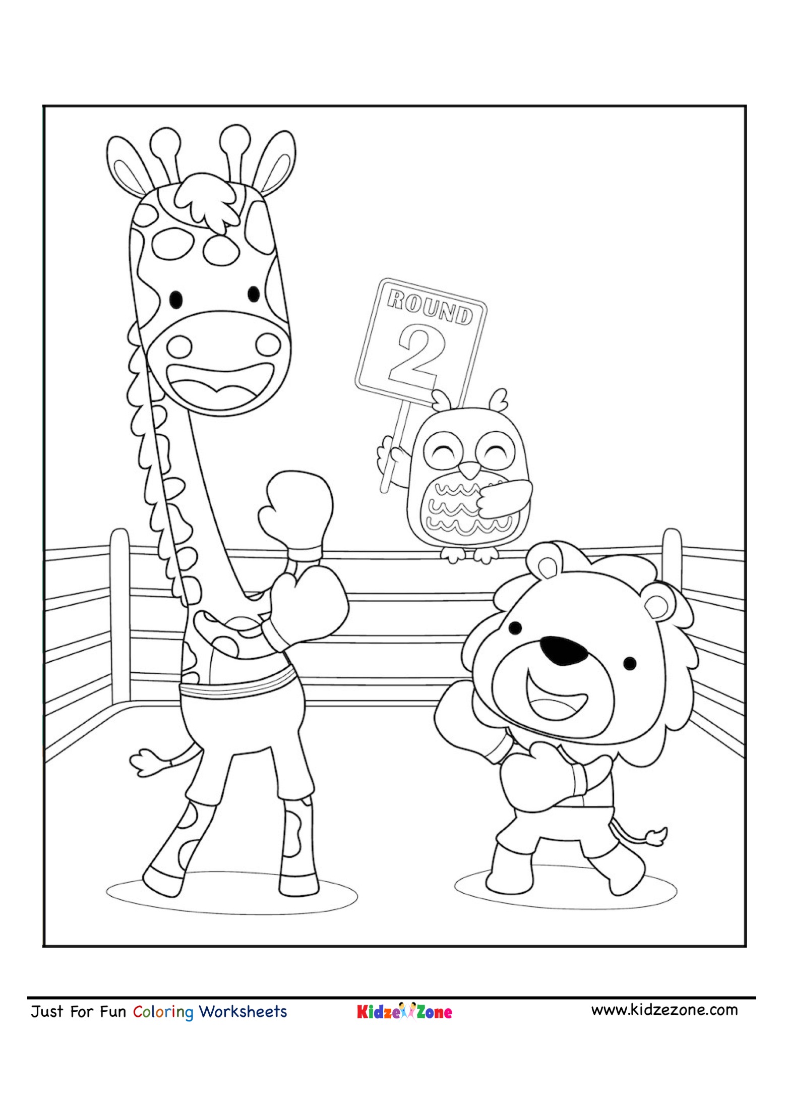 Boxing match coloring page