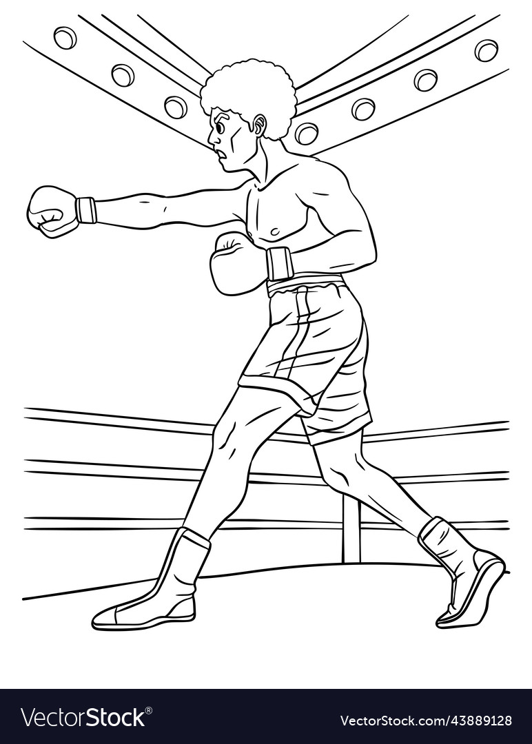 Boxing coloring page for kids royalty free vector image