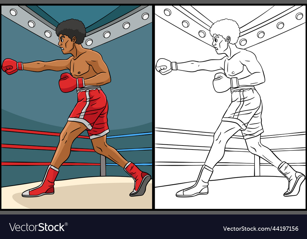 Boxing coloring page colored royalty free vector image