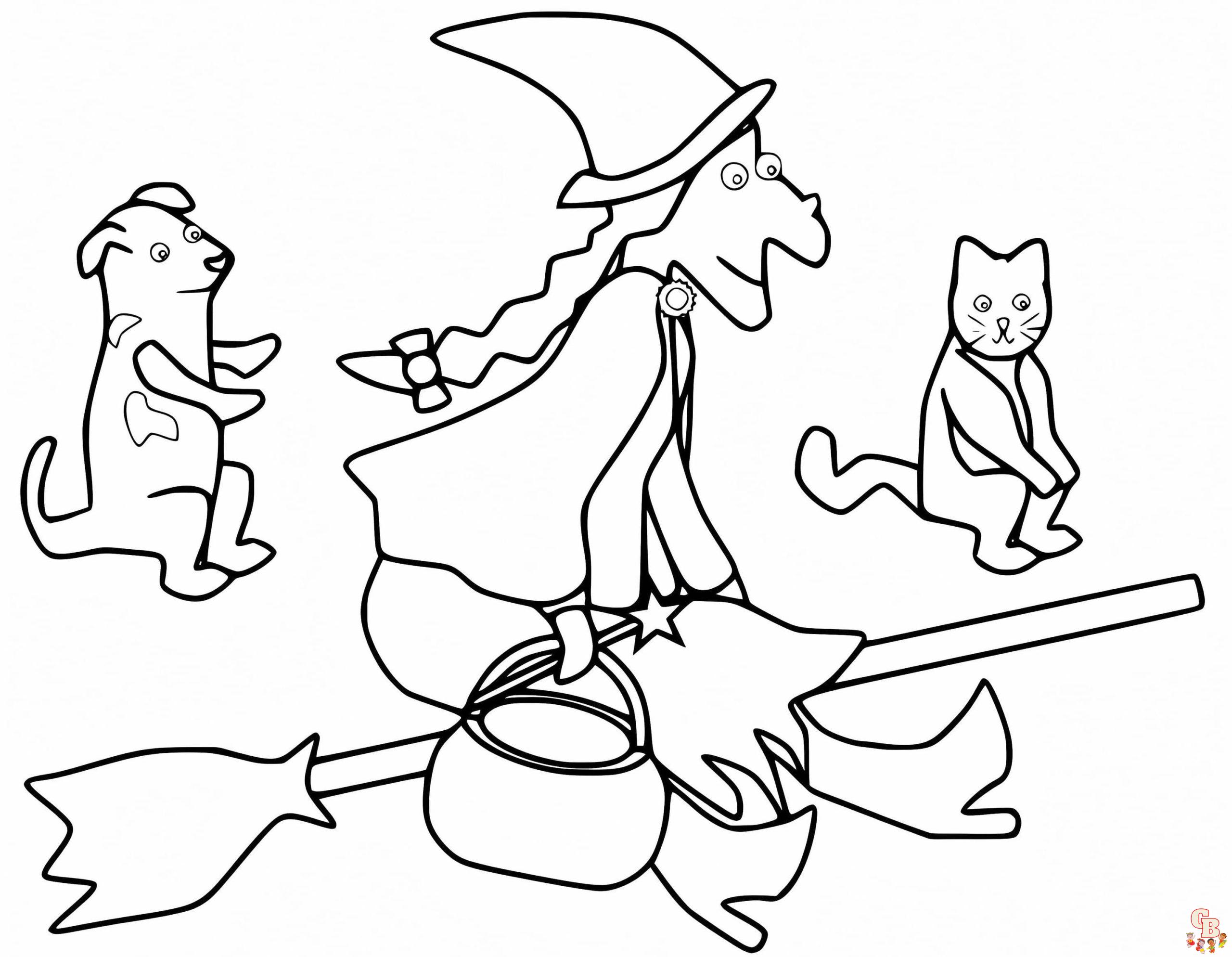 Printable room on the broom coloring pages free