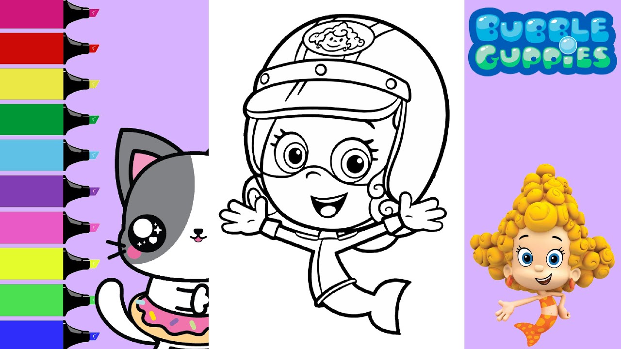 Coloring bubble guppies deea race car outfit coloring book pages sprinkled donuts jr