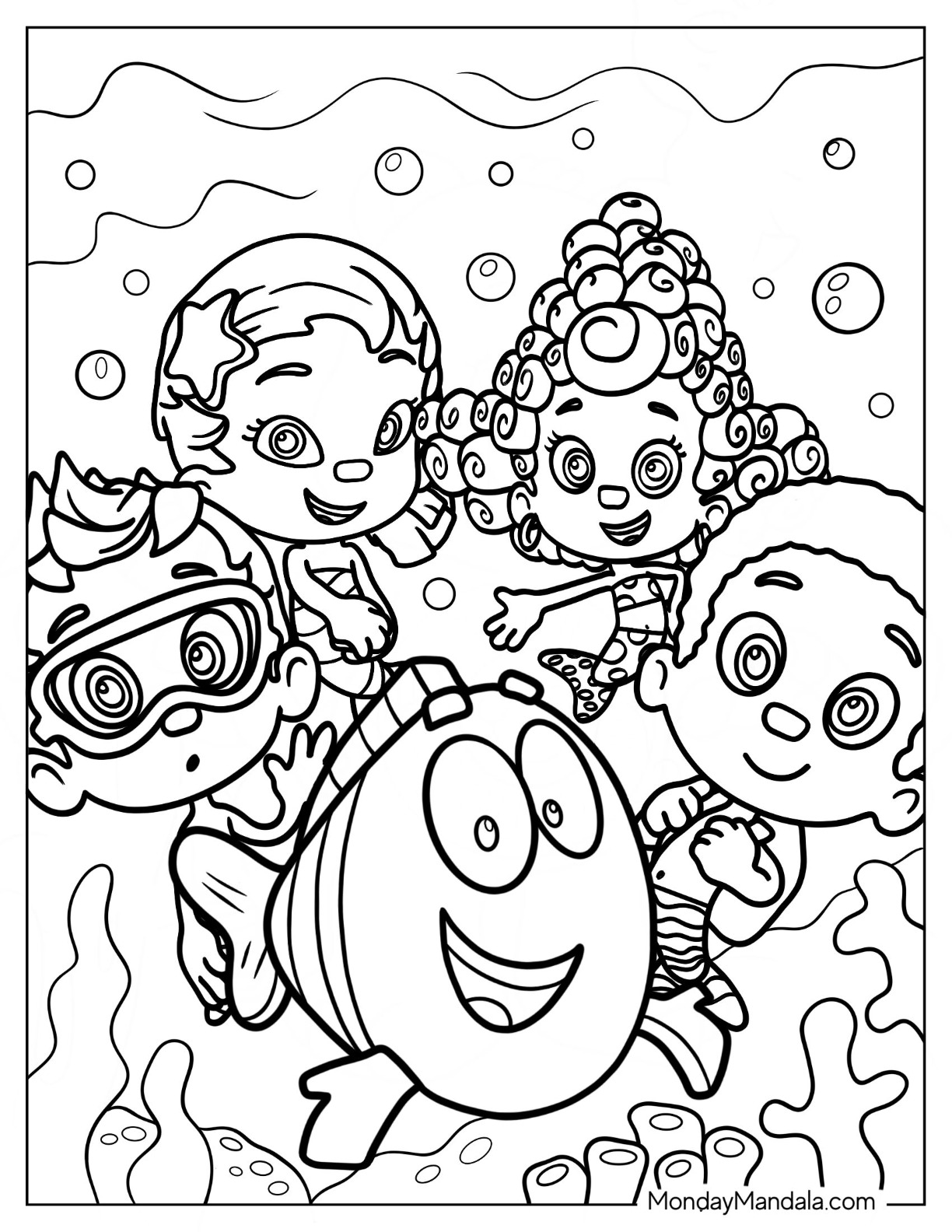 Bubble guppies coloring pages free pdf printables