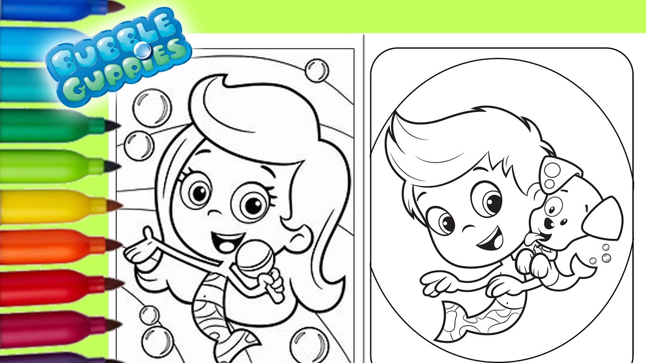Olly and gil bubble guppies coloring page