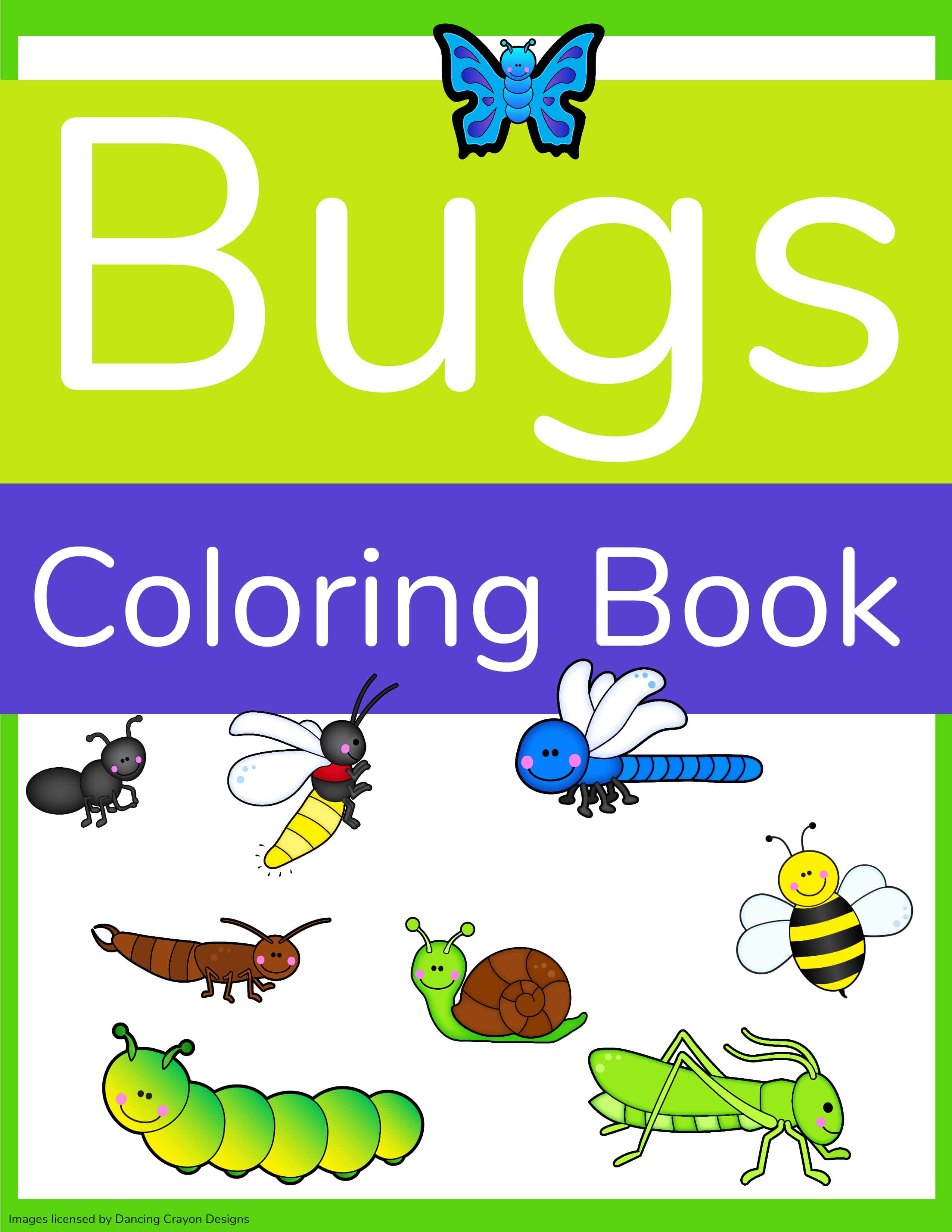 Insect coloring pages workbook