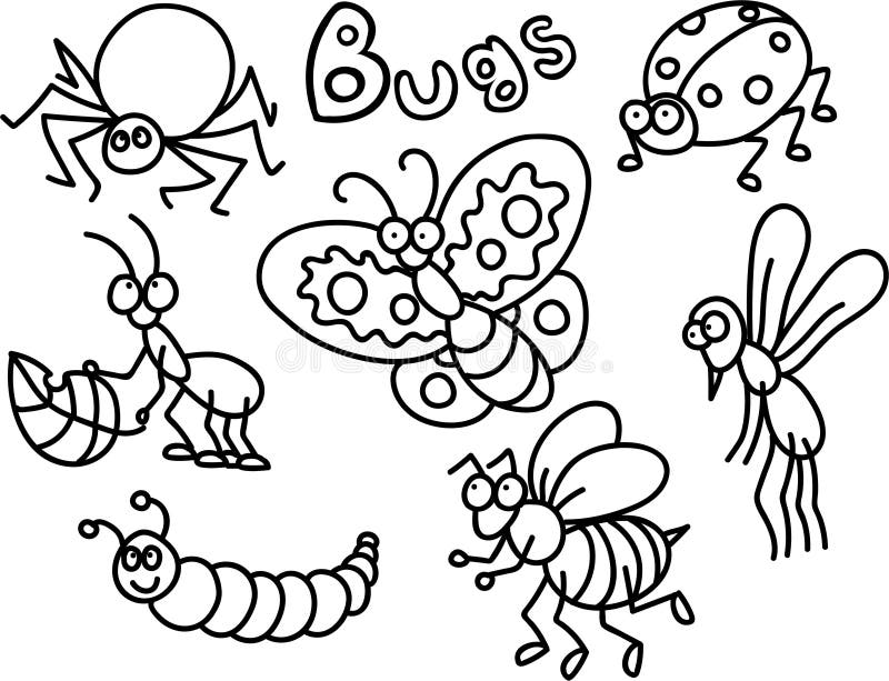 Cartoon bugs colouring page stock illustrations â cartoon bugs colouring page stock illustrations vectors clipart