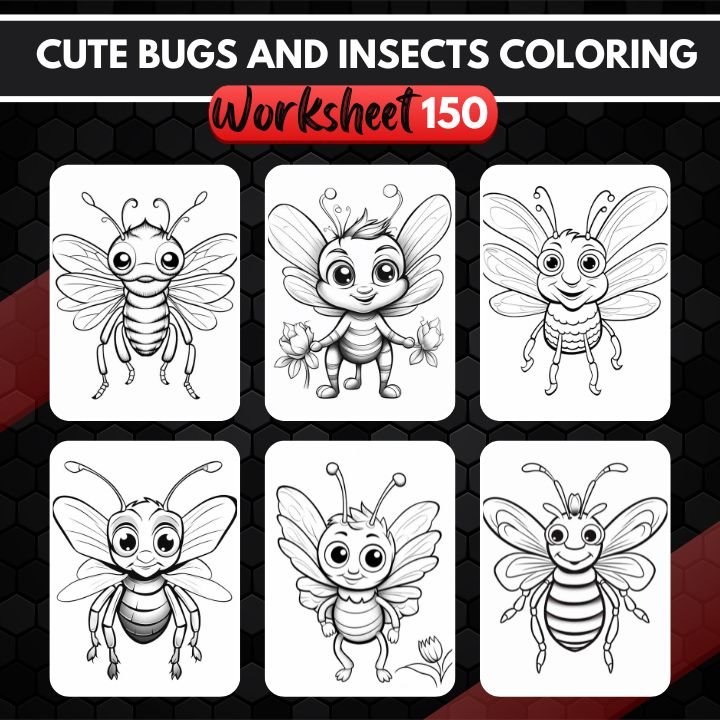 Cute bugs and insects coloring pages â